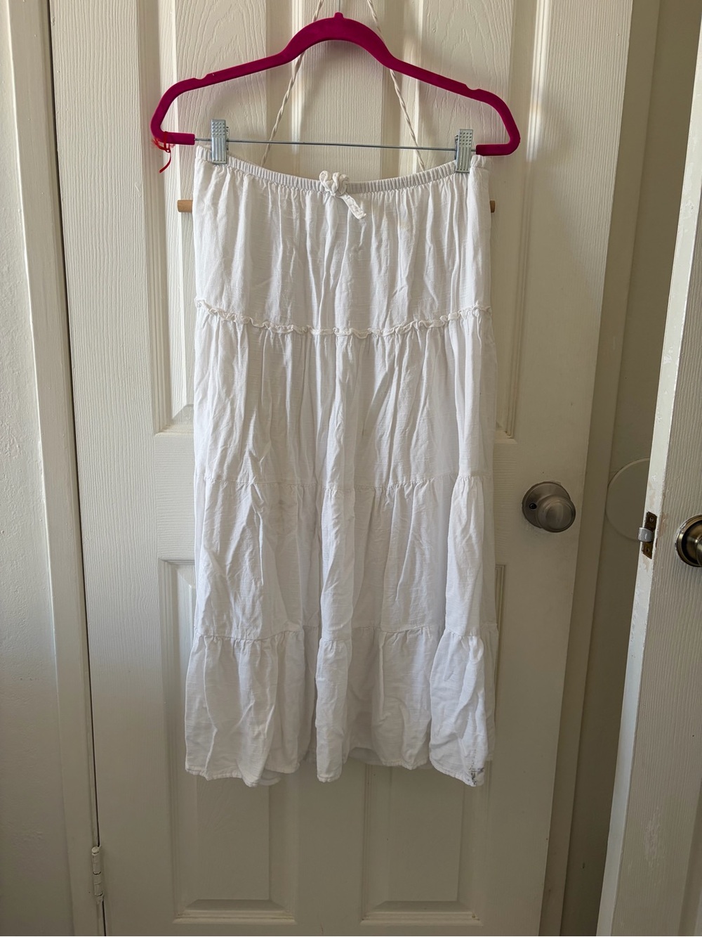 Target White Tiered Maxi Skirt with Drawstring Waist